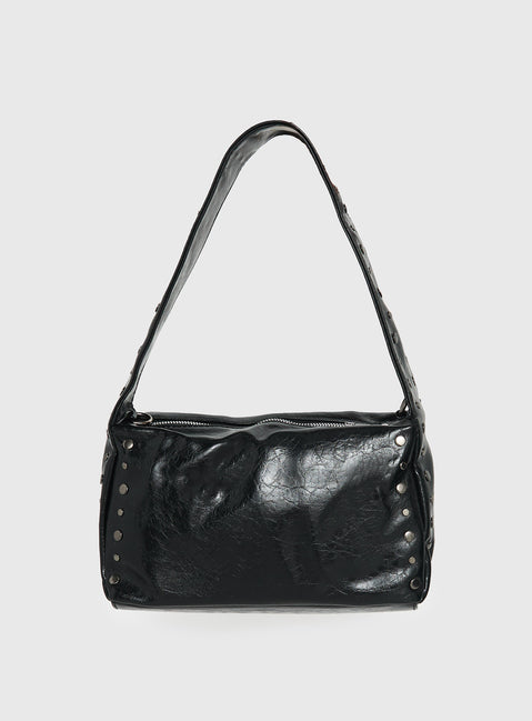 Kaiser Stud Detail Shoulder Bag Black