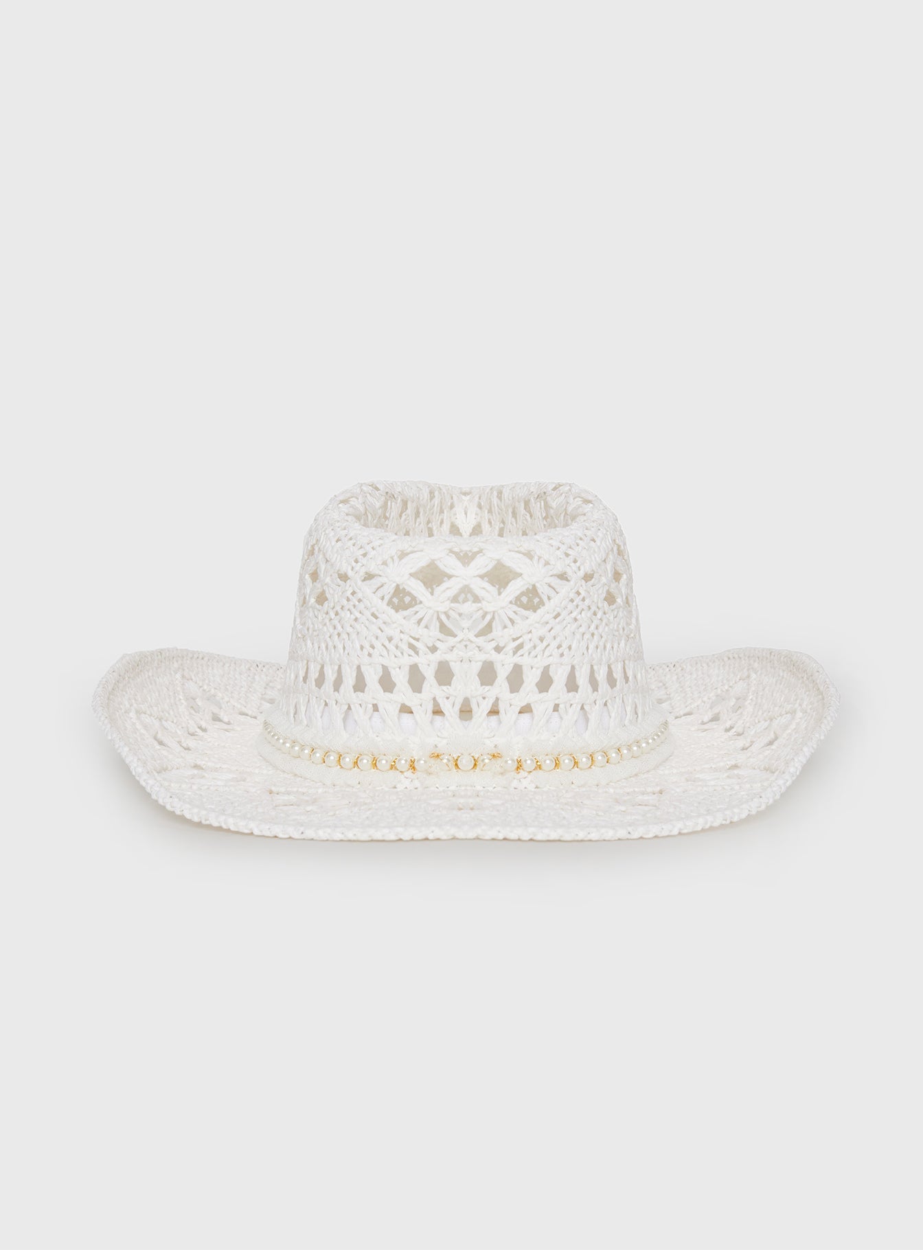 Straw cowboy hat Moulded brim, beaded detail