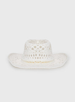 Straw cowboy hat Moulded brim, beaded detail