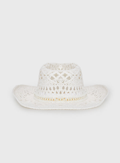 Straw cowboy hat Moulded brim, beaded detail
