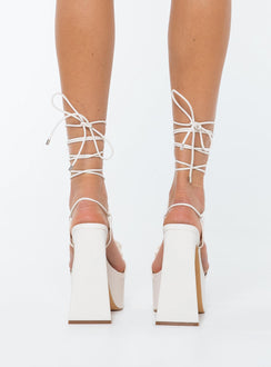Aimer Flower Strappy Platform Heels Ivory