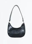 Faux leather shoulder bag Silver-toned hardware, removable strap, zip fastening, inner card slip, flat base