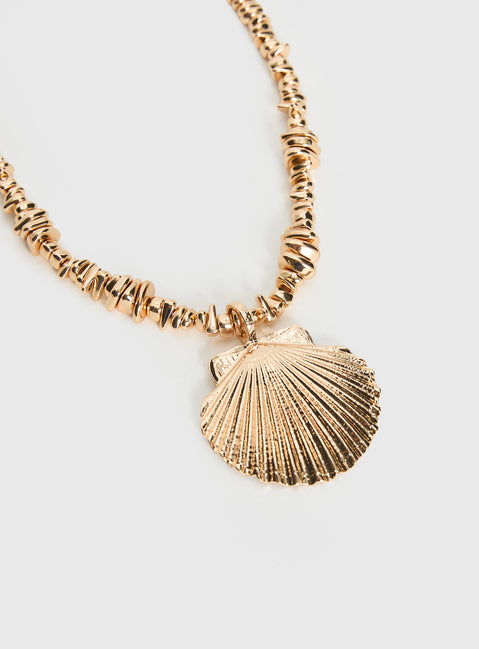 Clear Vision Shell Layered Necklace Gold
