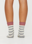 Jenneyfer Socks Grey Stripe