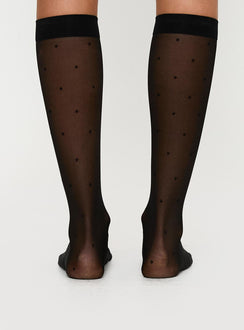 Audley Sheer Knee High Socks Black
