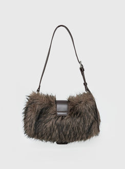 Elliot Faux Fur Shoulder Bag Brown