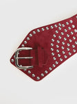 Calexico Studded Faux Suede Belt Red