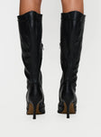 Creator Knee High Lace-Up Boots Black