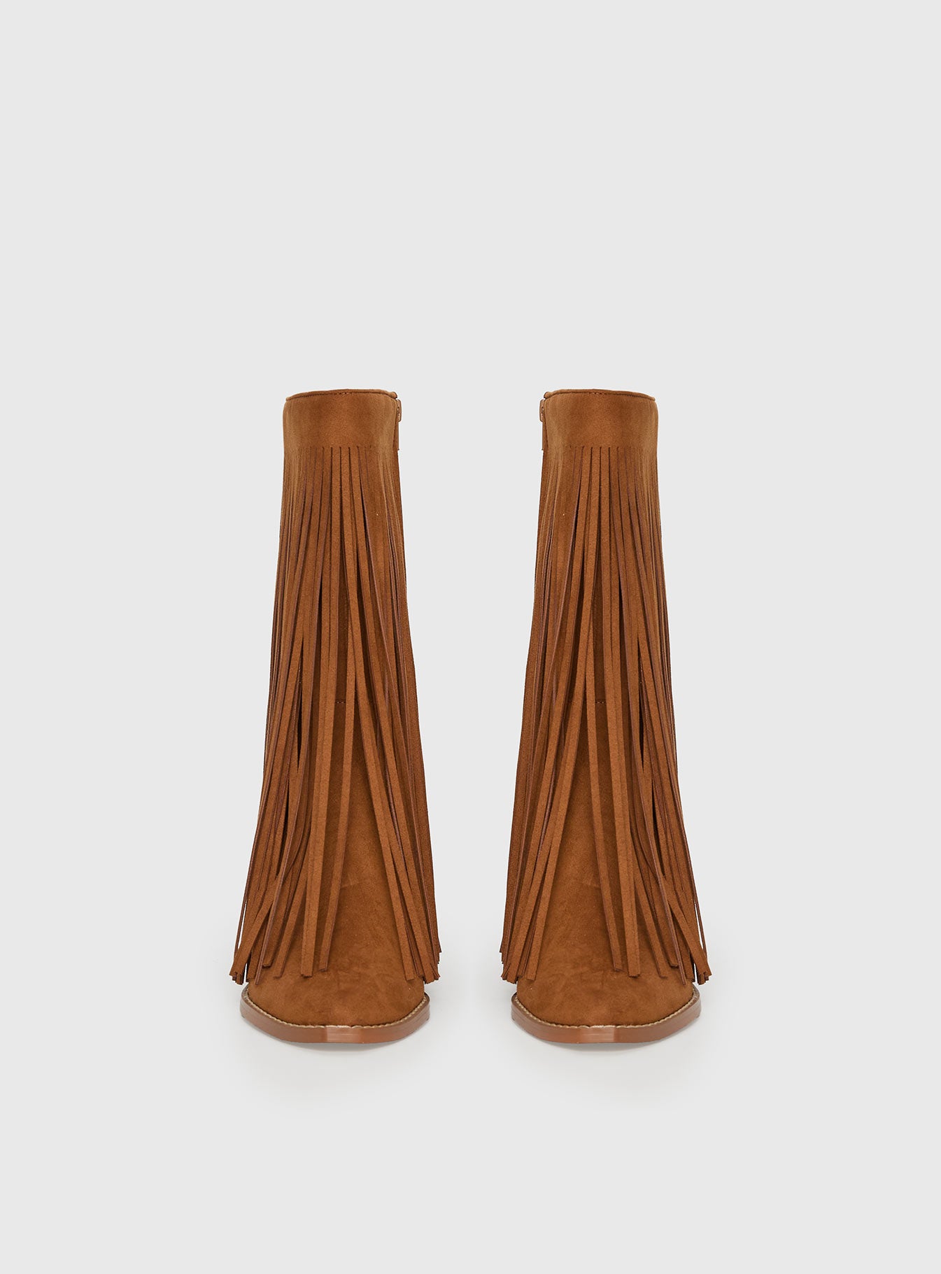 Wild Card Tassel Faux Suede Boots Brown