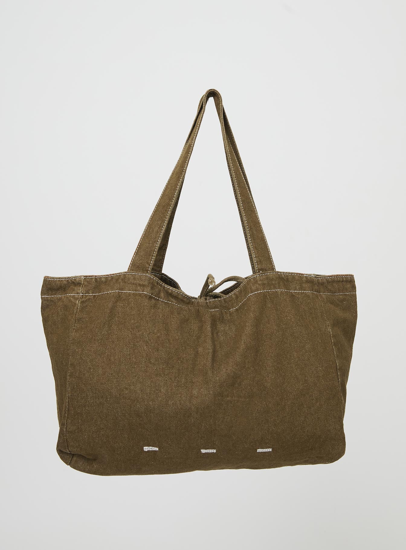 Denim shoulder bag Fixed shoulder straps, tie fastening