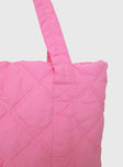 Jovie Nylon Quilted Tote Pink