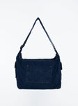 Dark wash denim crossbody bag Fixed shoulder strap, zip fastening, external pocket