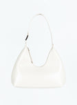 Faux leather shoulder bag Fixed shoulder strap, zip fastening, silver-toned hardware, flat base