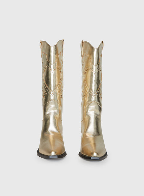 Billini Everlyn Cowboys Boots Gold Metallic