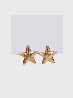 Earrings Gold-toned, star design, stud fastening 
