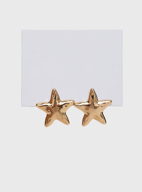 Earrings Gold-toned, star design, stud fastening 