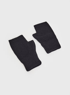 Black Knit mittens Fingerless style