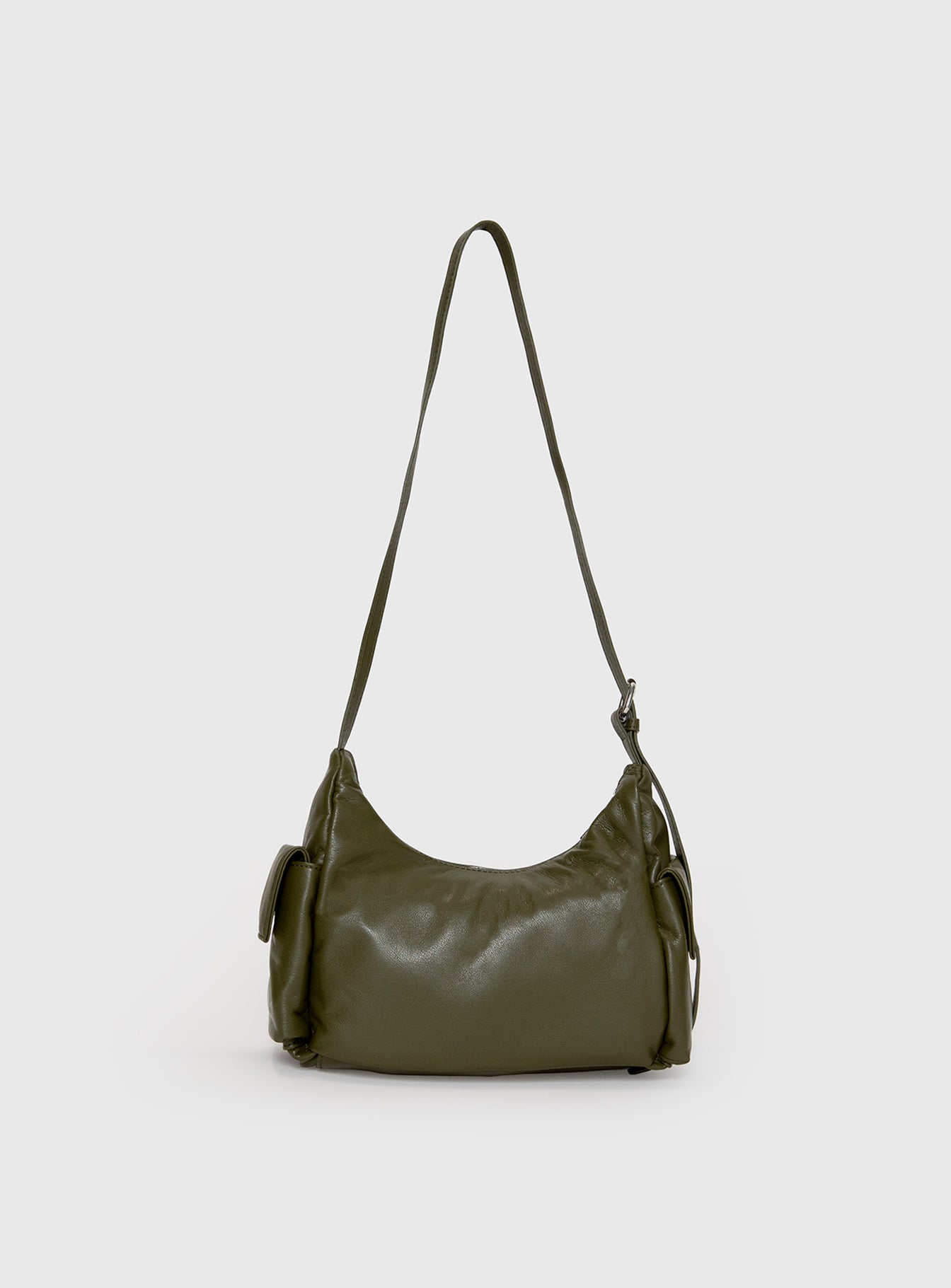 Olive coloured utility bag, crossbody design