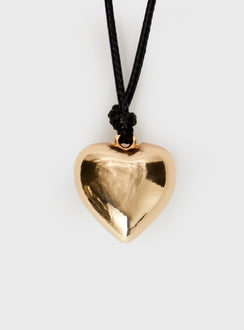 Gold-toned necklace Heart pendant, adjustable tie fastening