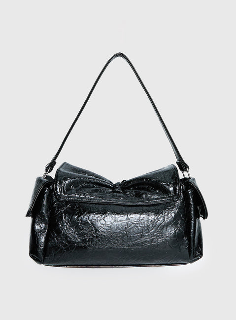 Lay Your Cards Bow Detail Shoulder Bag Black