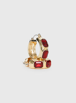 Gabrianna Hoop Earrings Gold / Red