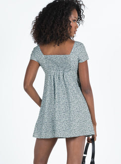 product Princess Polly Asymmetric Neckline  Glenore Mini Dress Green Floral