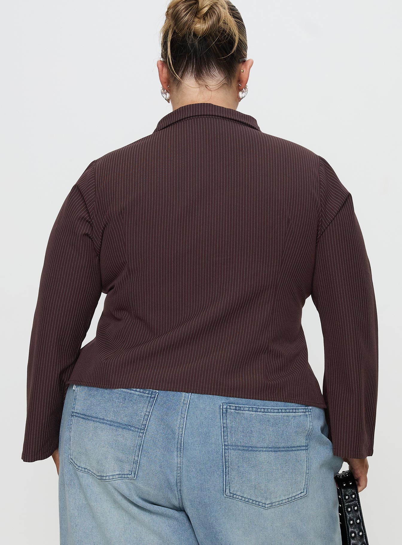 Anni Nadelstreifenhemd Braun Curve