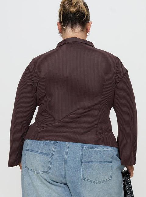 Anni Nadelstreifenhemd Braun Curve