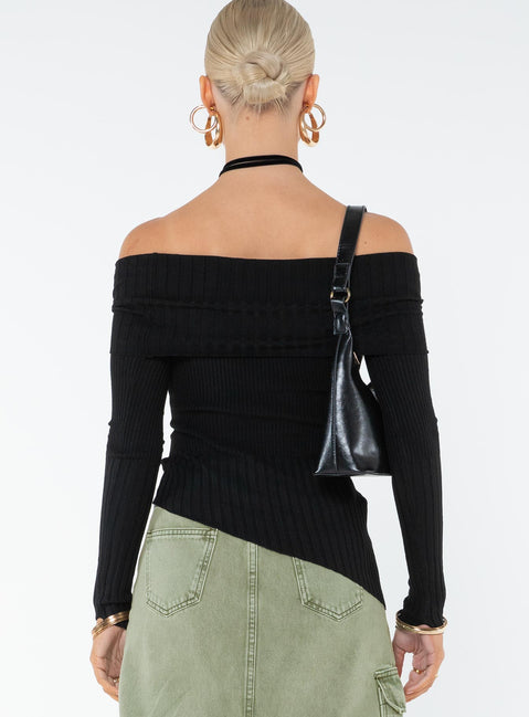 Wyandra Off The Shoulder Knit Sweater Black Princess Polly  long 