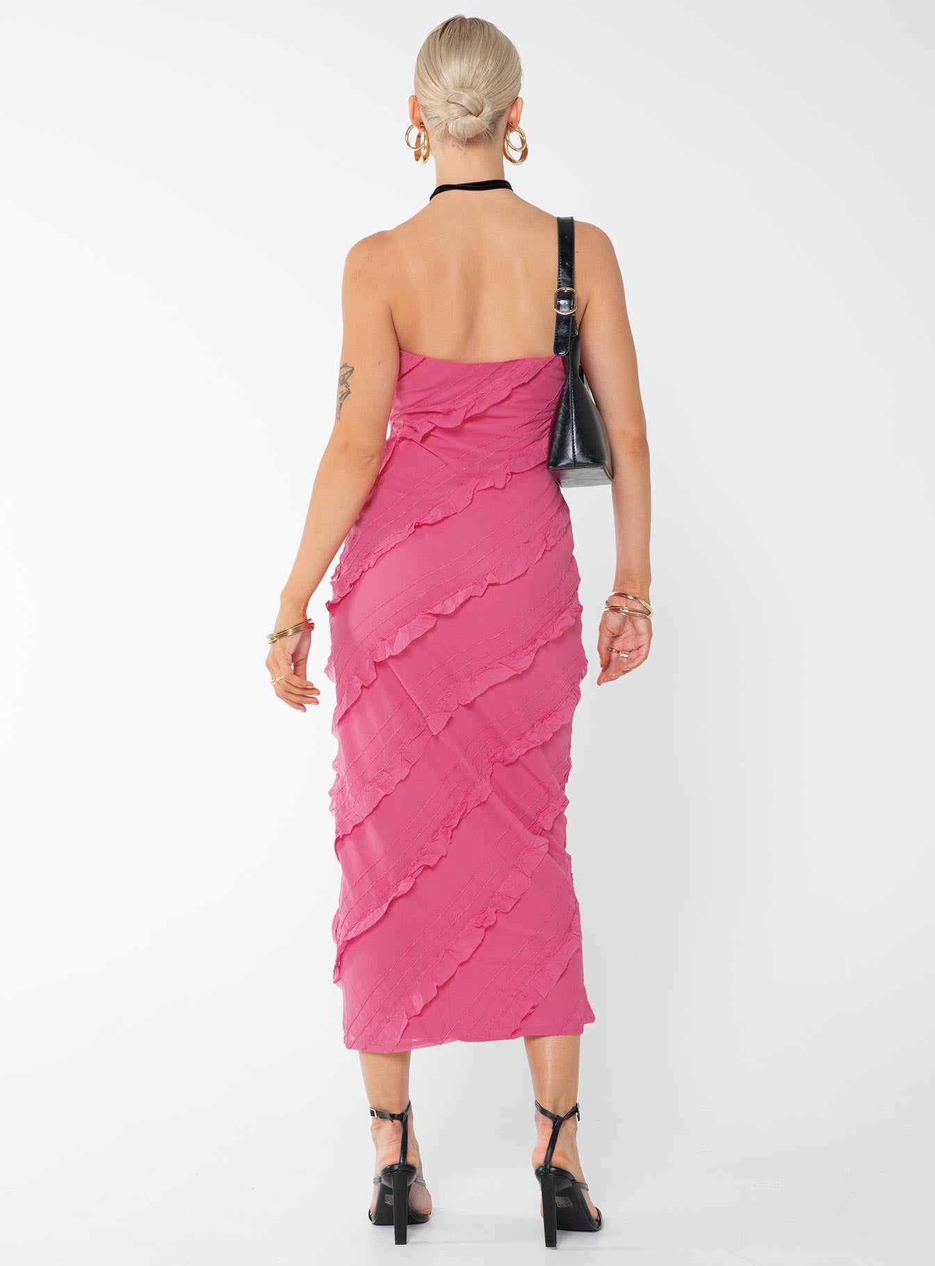 product Princess Polly Asymmetric Neckline  Baylie Maxi Dress Hot Pink
