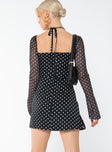 product Princess Polly Square Neck  Dyer Mini Dress Black / Polka Dot