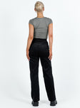 Front view of model wearing  front Princess Polly High Waisted Pants High Waisted Pants High Waisted Pants  Uptown Cord Pants Black