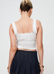 Crop top Elasticated shoulder straps, scooped neckline, ribbon detail, invisible zip fastening at side