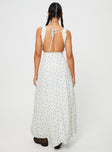 Front view of model wearing  front Princess Polly Square Neck  Florette Open Back Maxi Dress Cream Multi