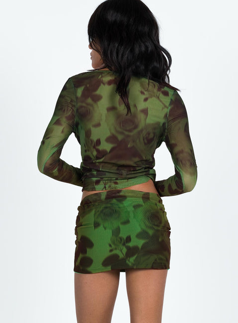 product JGR & STN Thorne Low Rise Mini Skirt Green Princess Polly  Mini Skirts 