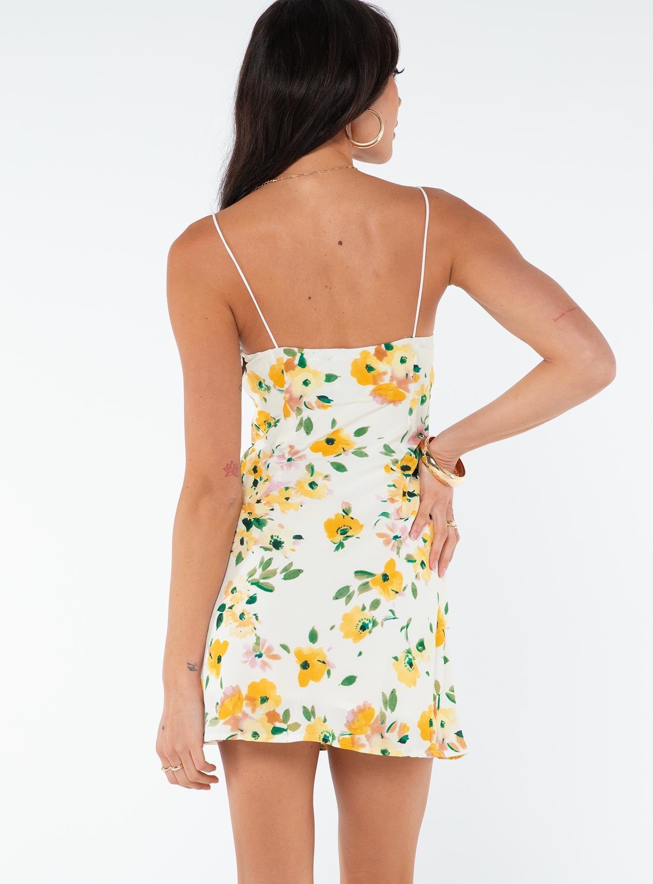 product Princess Polly Sweetheart Neckline  Marilyn Mini Dress Yellow Floral / Multi