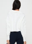 Ruthee Cable Knit Sweater Winter White Princess Polly  Cropped 