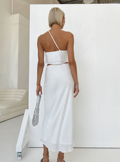 Matching set Crop top One shoulder top Adjustable shoulder strap Maxi skirt Invisible zip fastening at side