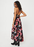 product Princess Polly Square Neck  Moulin Halter Maxi Dress Black / Red Floral