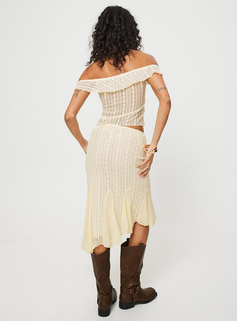 product Betharia Midi Skirt Cream Princess Polly  Midi Skirts 