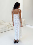 Front view of model wearing  front Princess Polly Square Neck  Spring Sheer Maxi Dress White