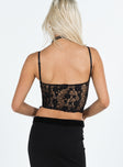 product Princess Polly Sleeveless Square Neck  Ranley Lace Bustier Top Black