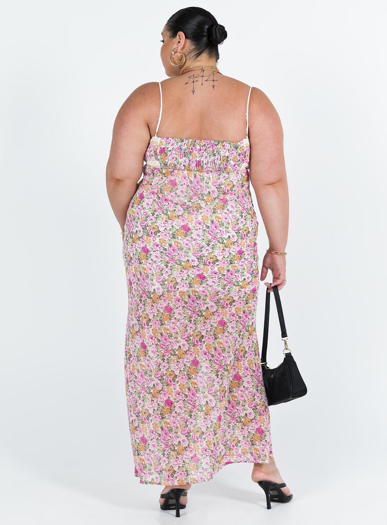 Emily Frilled Maxi Dress - Pink