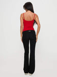 back view of model wearing Princess Polly Cherize Ribbon Stitch Pant Black High Waisted Pants 