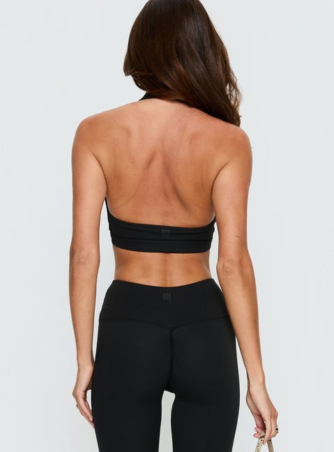 Lock In Active Halter Crop Top Black