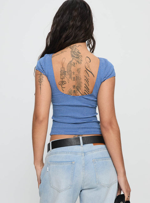 Nyren Low Back Boatneck Top Blue Stripe