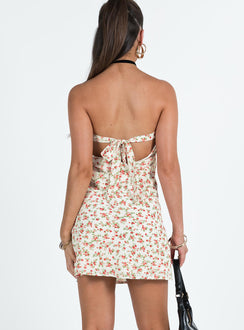 product Princess Polly Asymmetric Neckline Asymmetric Neckline  Jasmyn Mini Dress White / Red Floral