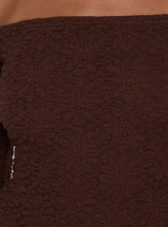 Vancesca schulterfreies Mini-Kleid mit langen Ärmeln, Chocolate