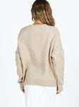 Canlish Cable Sweater Latte Princess Polly  Cropped 