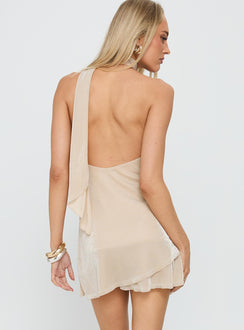 Infinito Scarf Tie Mini Dress Champagne